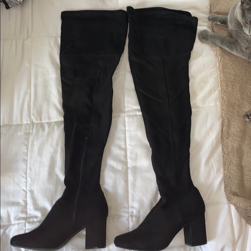 Black thigh high boots